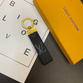 Louis Vuitton-inspired leather monogram loop keychain, black