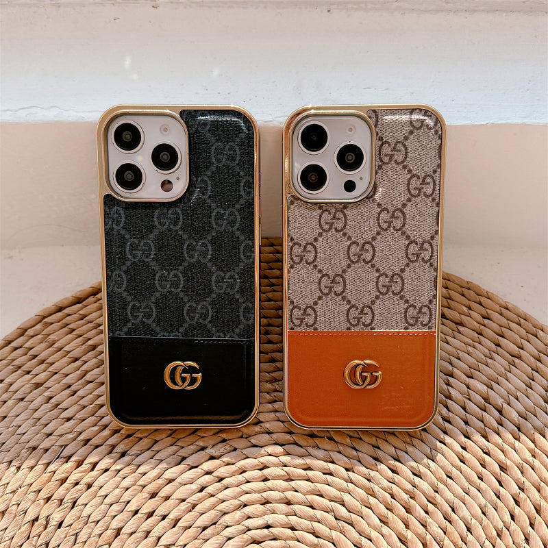Monogram leather iPhone case