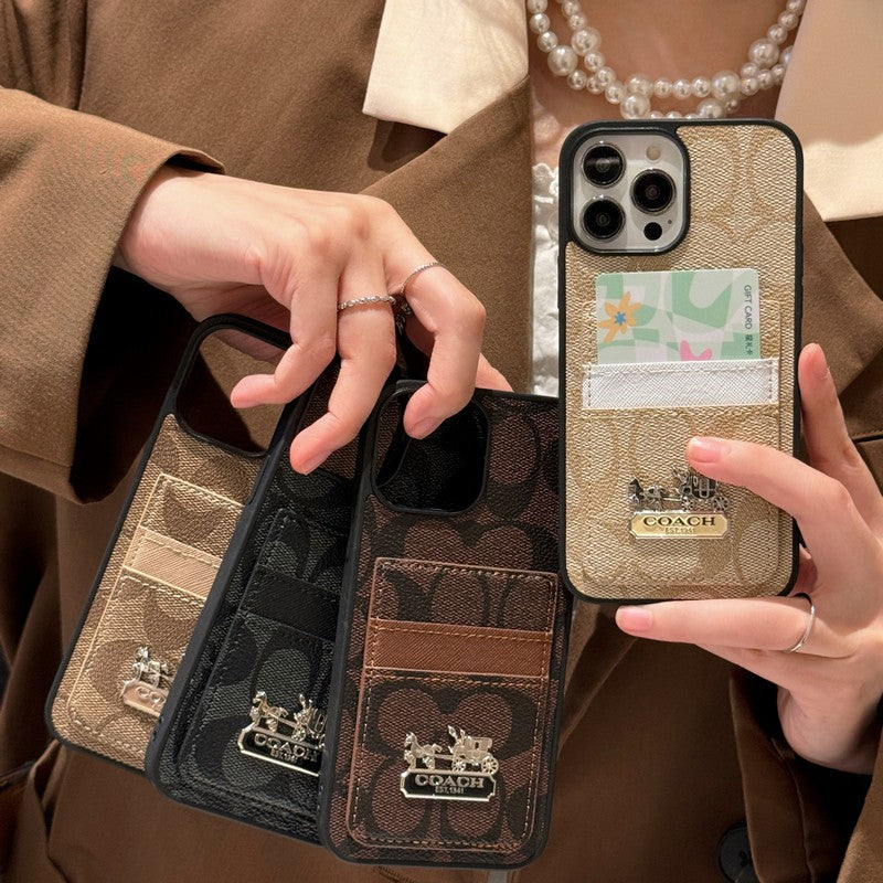 Coach-inspired card bag leather iPhone case