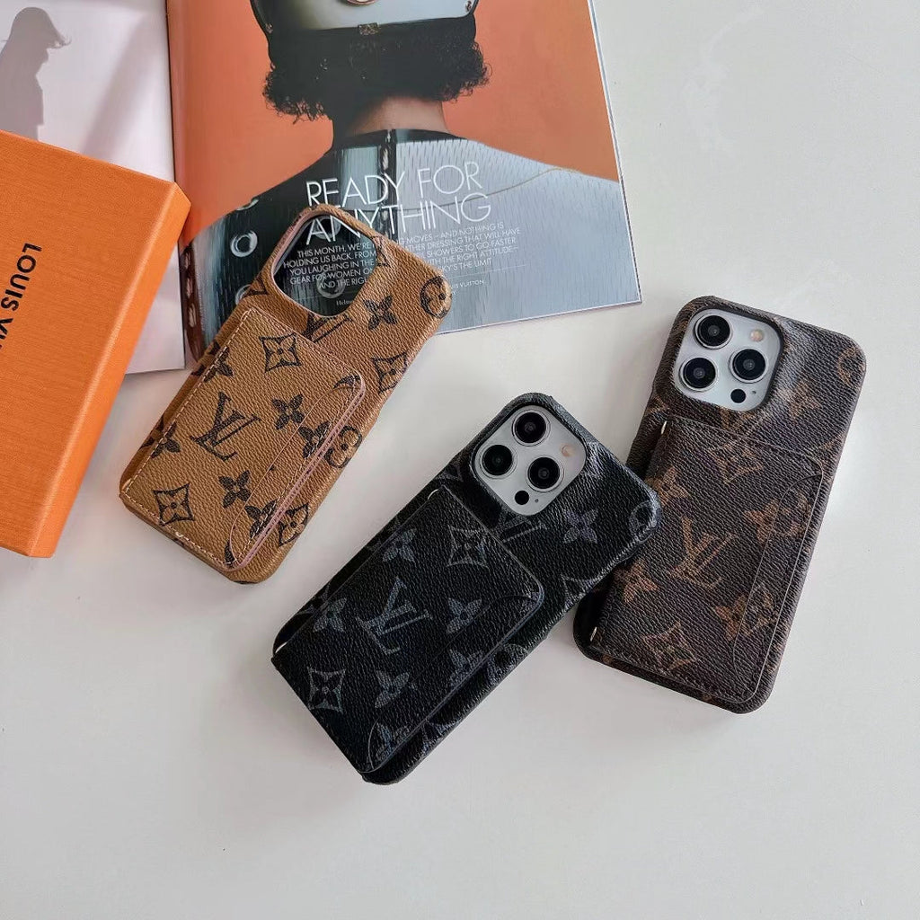 Louis Vuitton-inspired monogram iPhone case with card holder