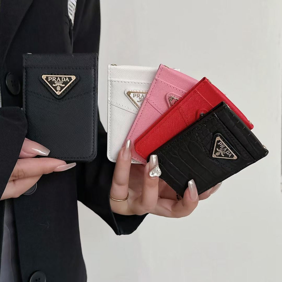 Prada-inspired triangle detail card holder wallet
