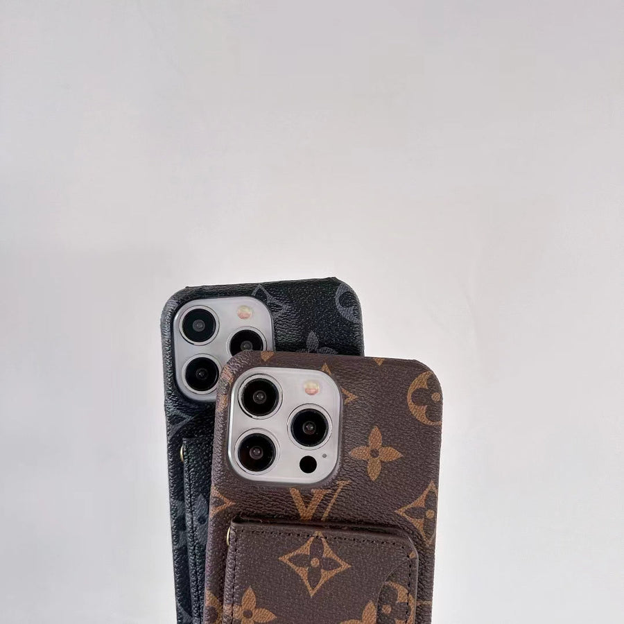 Louis Vuitton-inspired monogram iPhone case with card holder