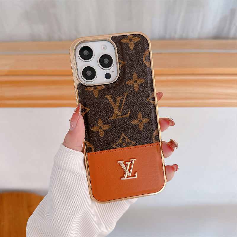 Monogram leather iPhone case, brown small monogram