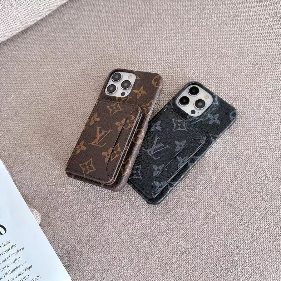 Louis Vuitton-inspired monogram iPhone case with card holder