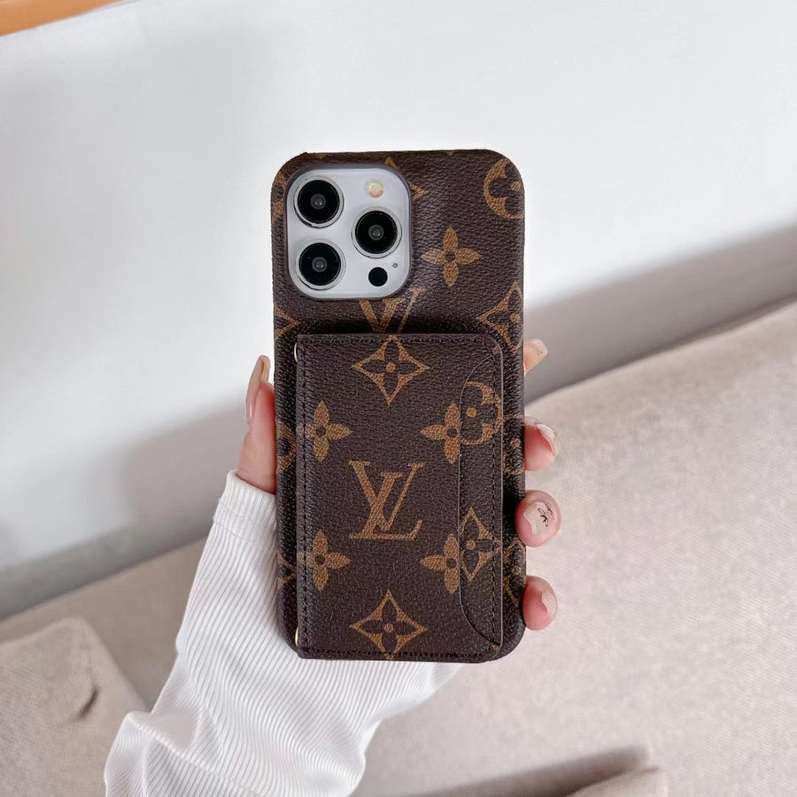 Louis Vuitton-inspired monogram iPhone case with card holder