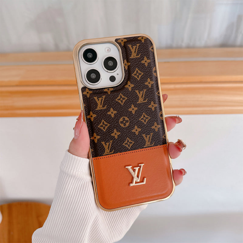Monogram leather iPhone case