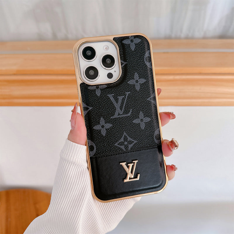Monogram leather iPhone case