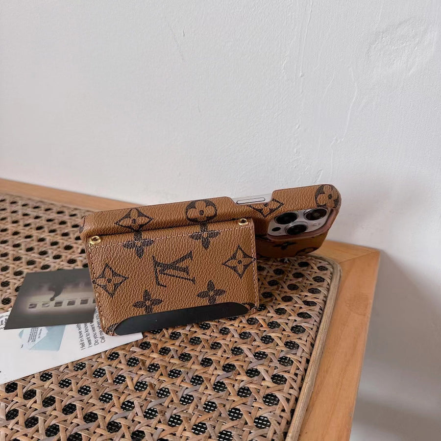 Louis Vuitton-inspired monogram iPhone case with card holder