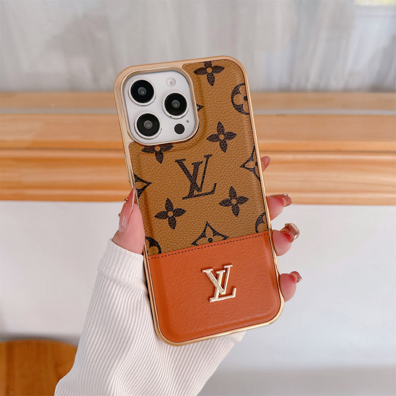 Monogram leather iPhone case