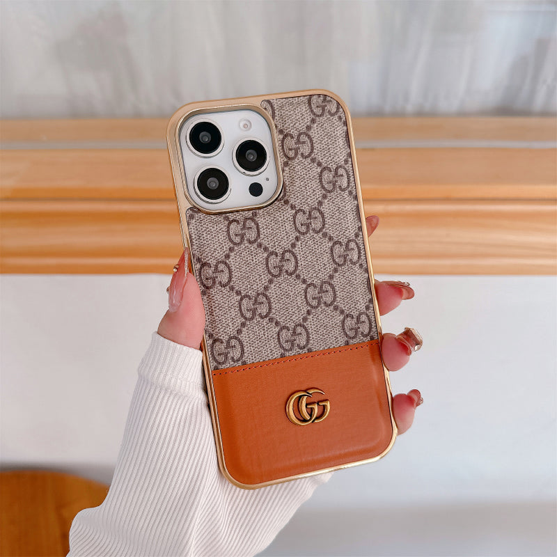 Monogram leather iPhone case