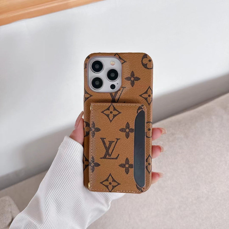 Louis Vuitton-inspired monogram iPhone case with card holder