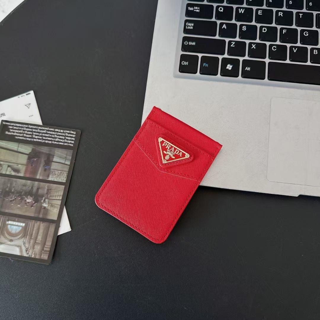 Prada-inspired triangle detail card holder wallet
