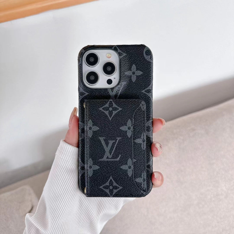 Louis Vuitton-inspired monogram iPhone case with card holder