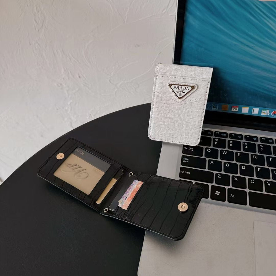 Prada-inspired triangle detail card holder wallet