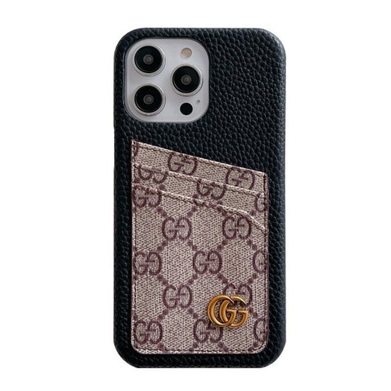 Gucci-inspired monogram iPhone case with back card pocket