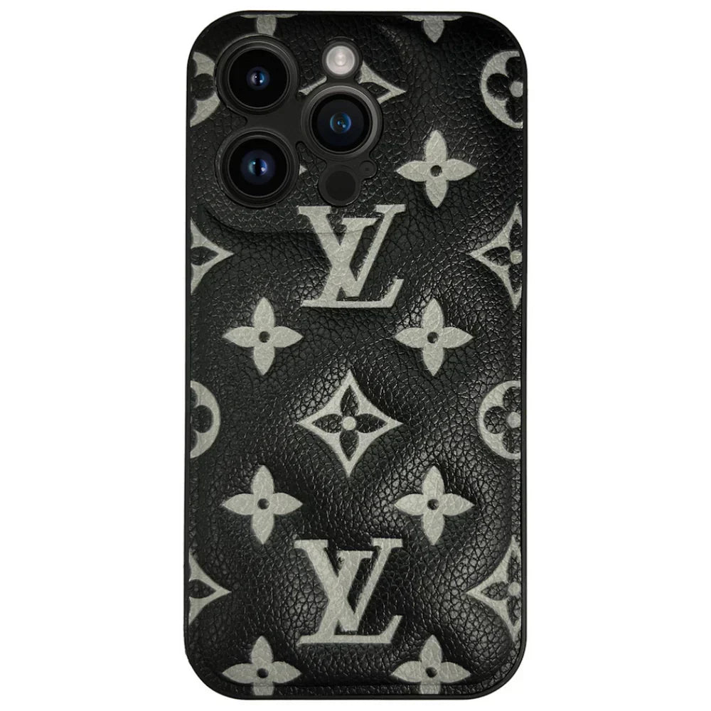 Louis Vuitton-inspired black puffer phone case