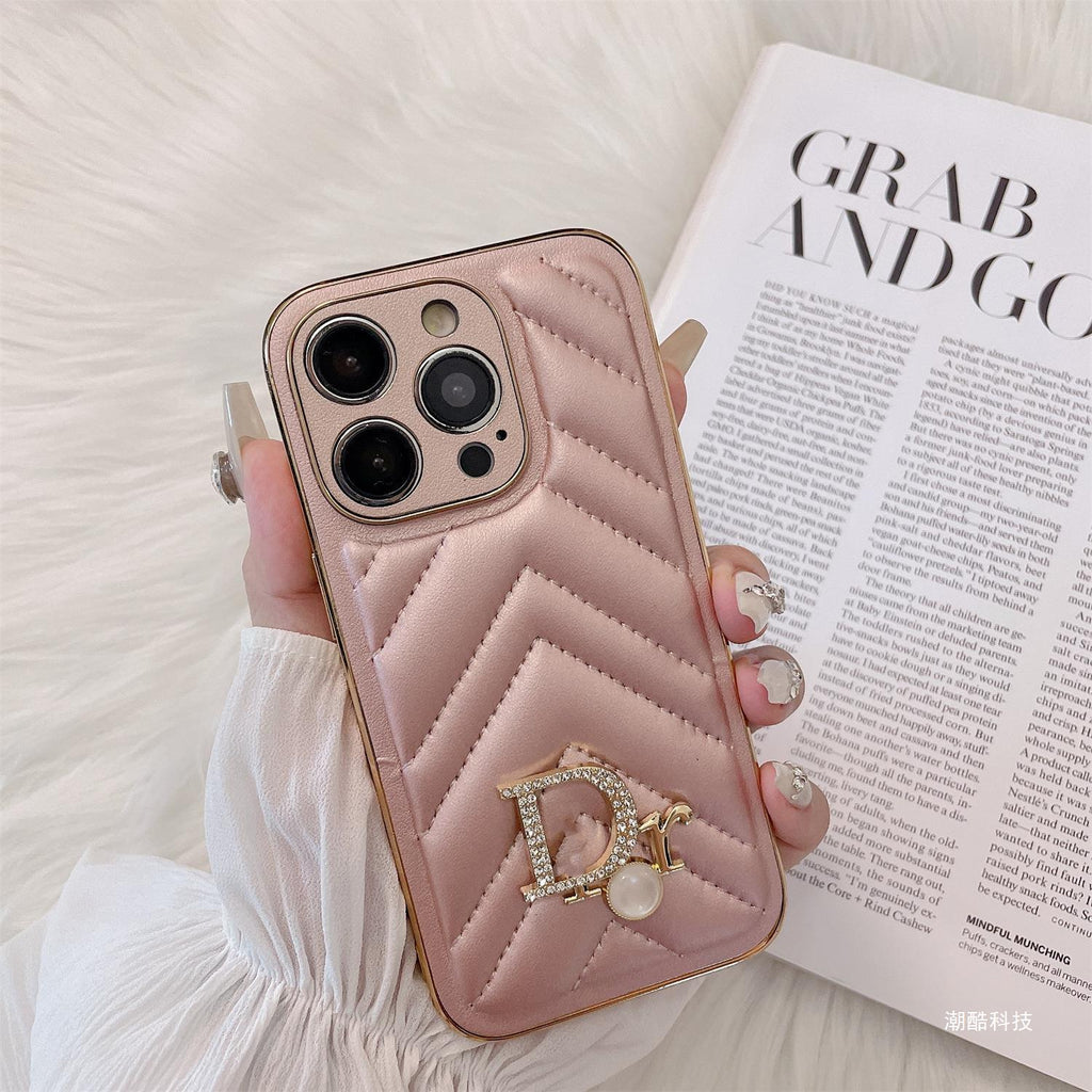 Dior-inspired chevron puffer iPhone case