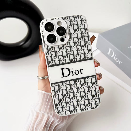 Dior-inspired all-over pattern iPhone case with contrast band