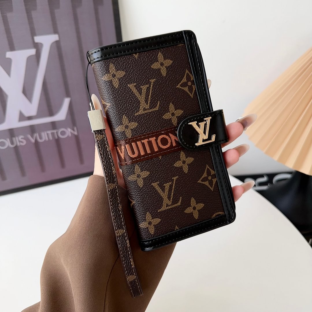 Louis Vuitton-inspired leather monogram wallet card holder iPhone case