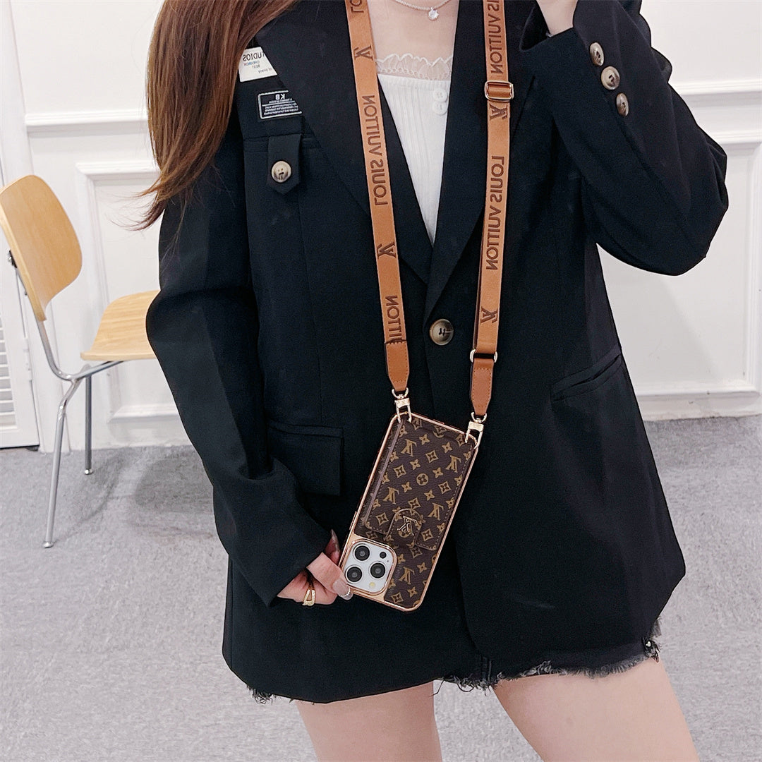 Louis Vuitton-inspired card holder crossbody iPhone case