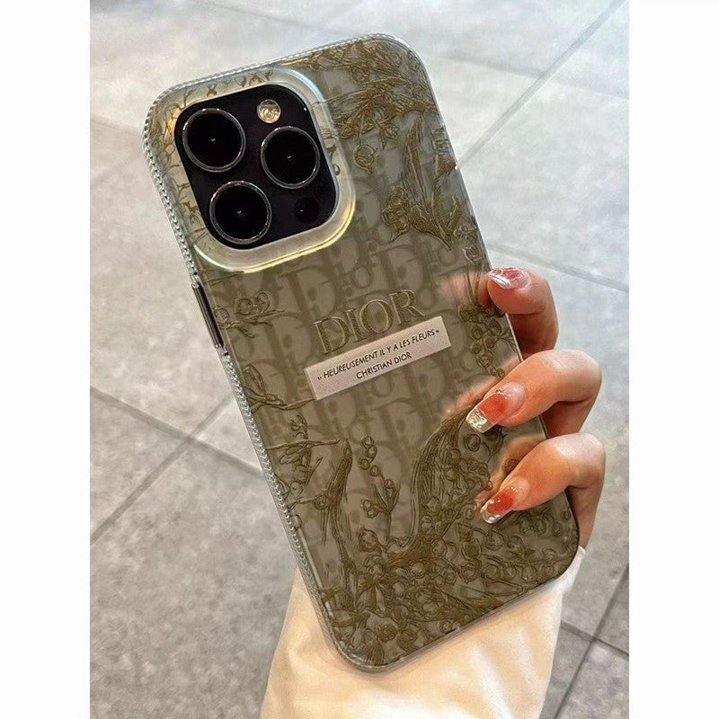 Dior-inspired botanical print case for iPhone 14 Pro