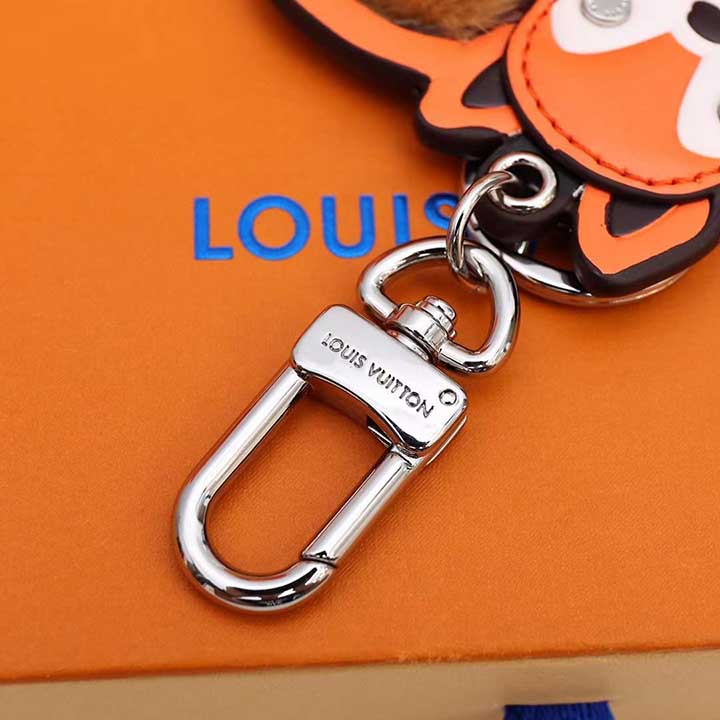 Louis Vuitton-inspired leather keychain with character design