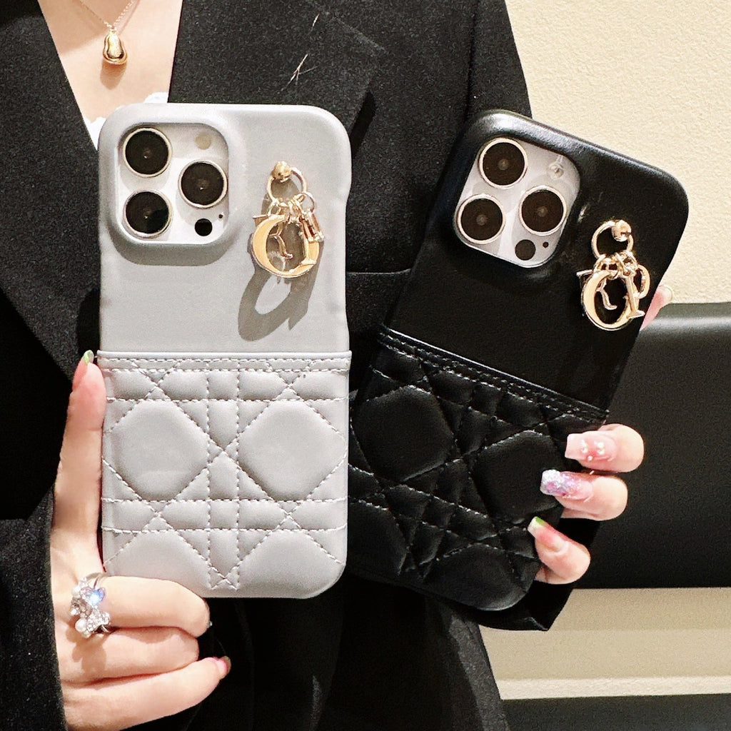 Dior-inspired quilted leather iPhone case with ring detail