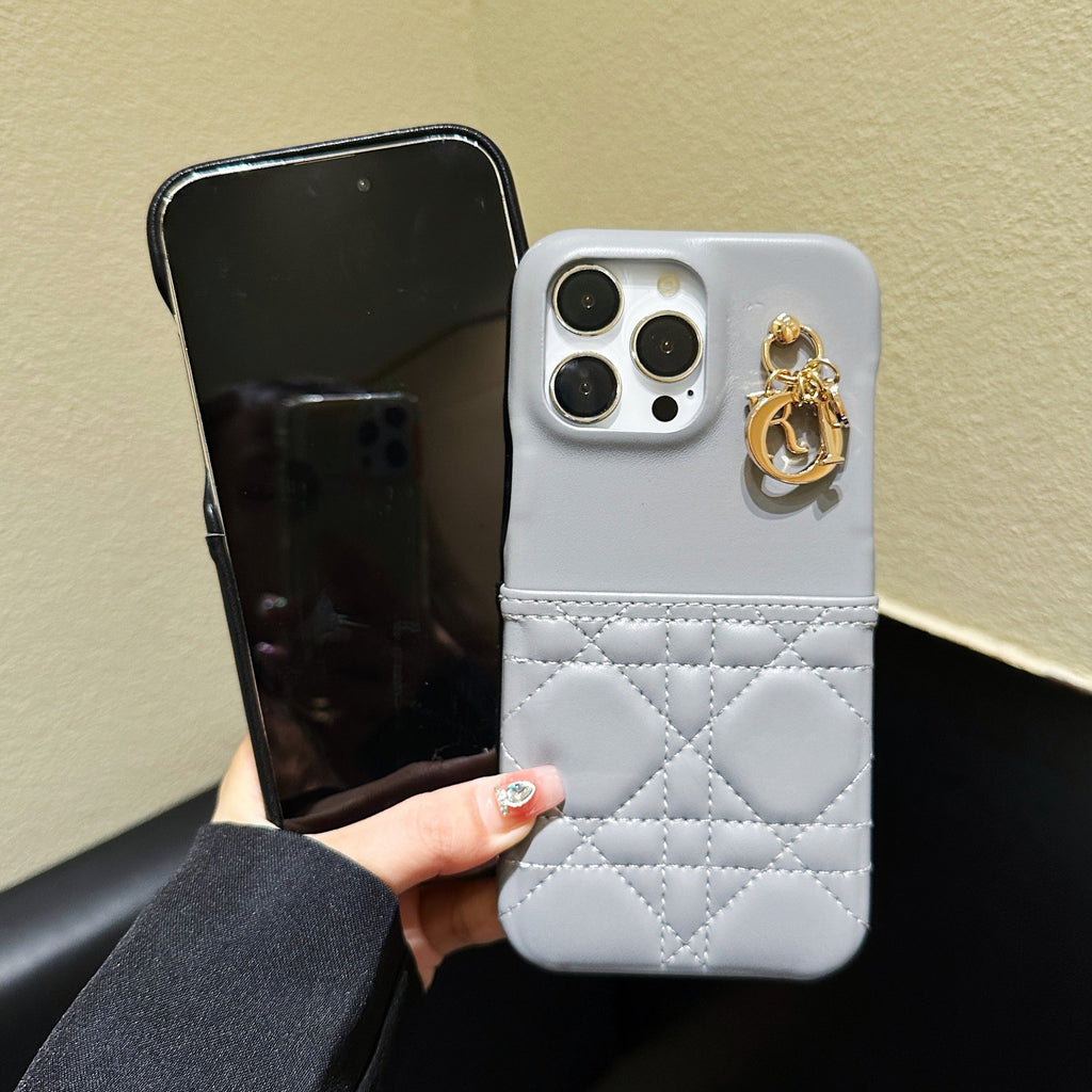 Dior-inspired quilted leather iPhone case with ring detail