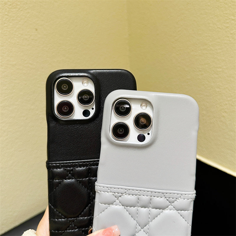 Dior-inspired leather iPhone case black and grey