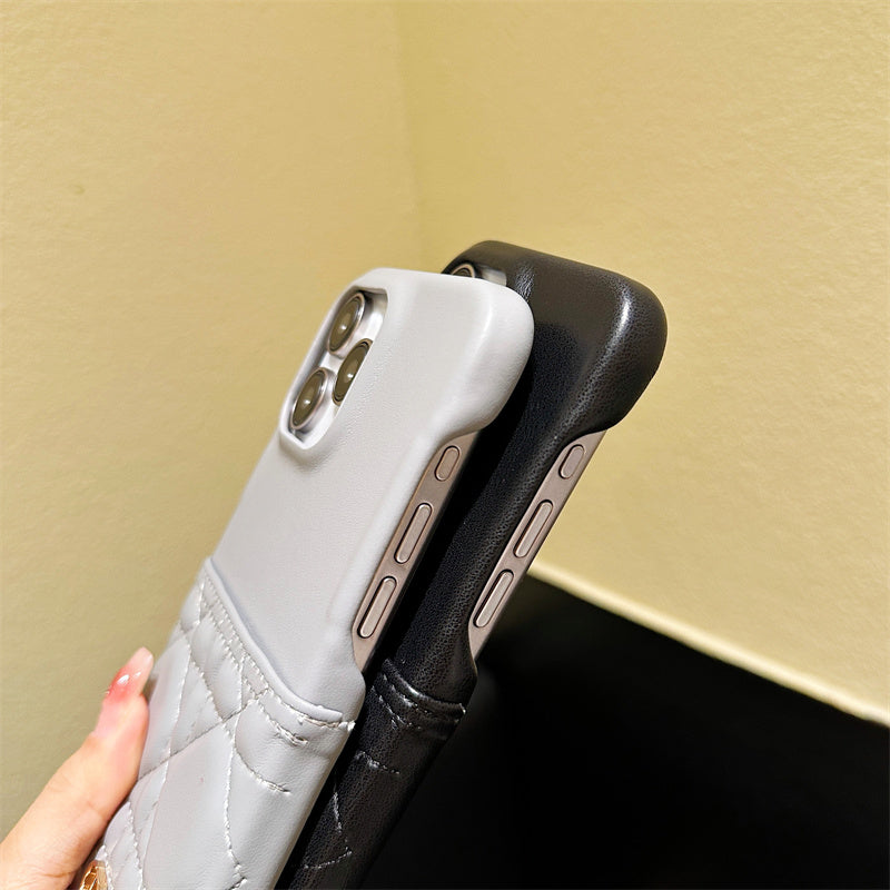 Dior-inspired leather iPhone case black and grey