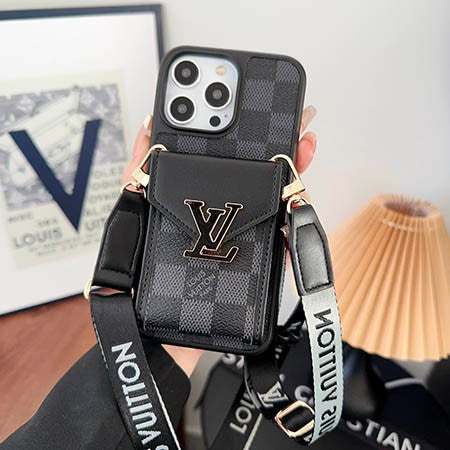 Louis Vuitton-inspired iPhone case with strap and card holder