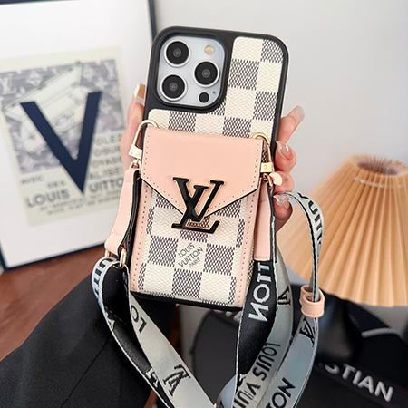 Louis Vuitton-inspired iPhone case with strap and card holder