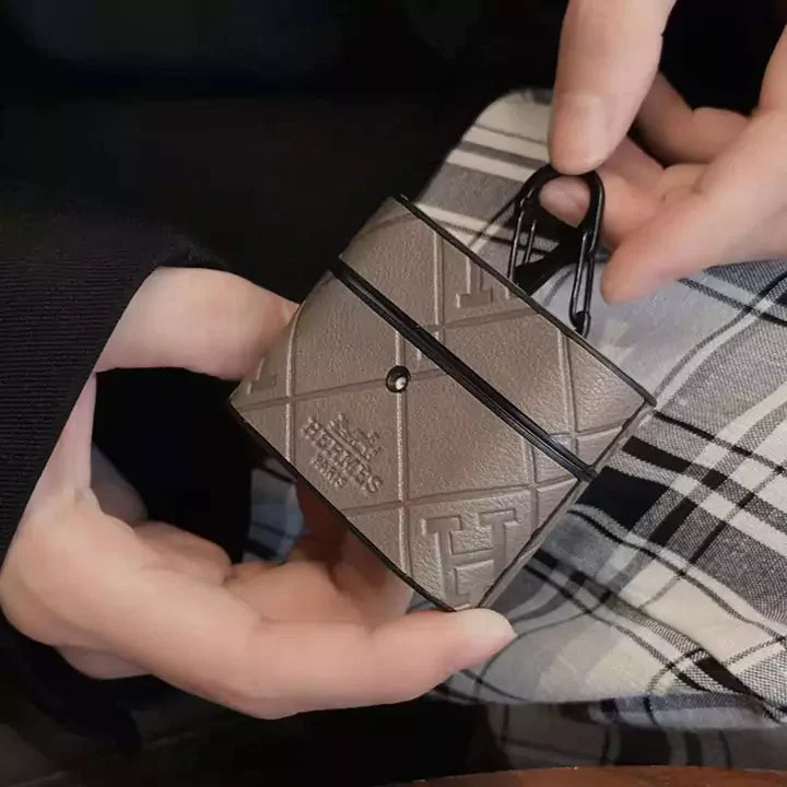 Hermes-inspired leather AirPods case with envelope detail