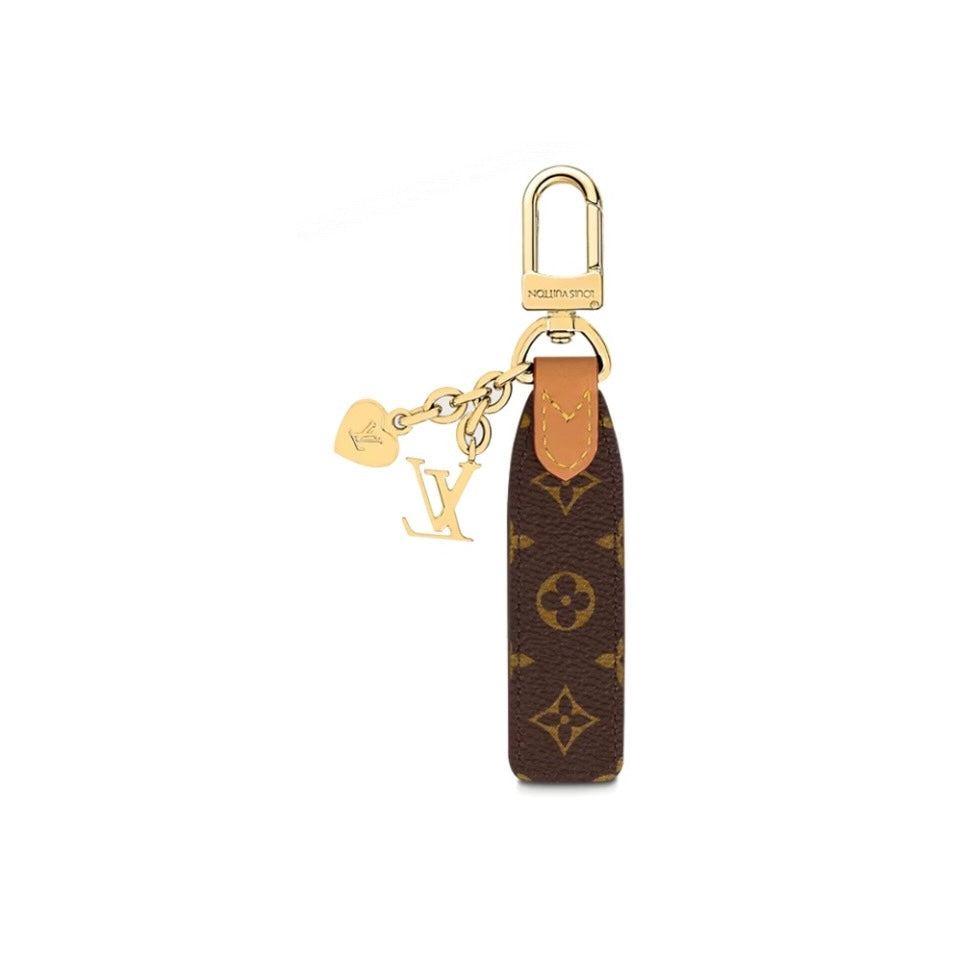 Louis Vuitton-inspired monogram loop keychain with charm