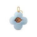Louis Vuitton-inspired blue plush flower keychain