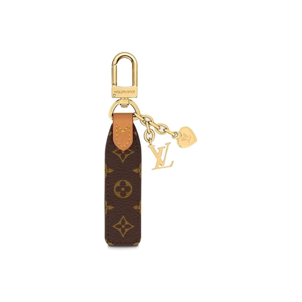 Louis Vuitton-inspired monogram loop keychain with charm