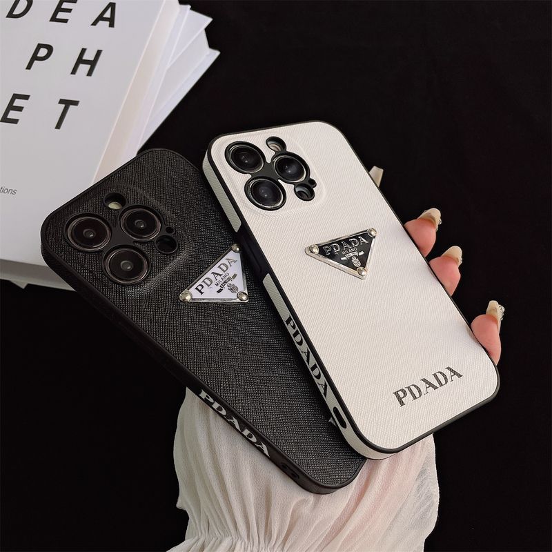 Prada-inspired minimal iPhone case with triangle detail