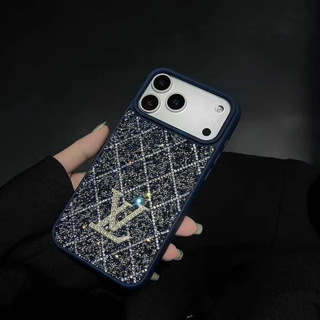 Louis Vuitton-inspired phone case with sparkling rhinestones for iPhone 17 / 16 / 15 / 14