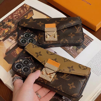 Louis Vuitton-inspired iPhone case with card holder and chain