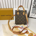 Louis Vuitton-inspired monogram mini tote bag with crossbody strap