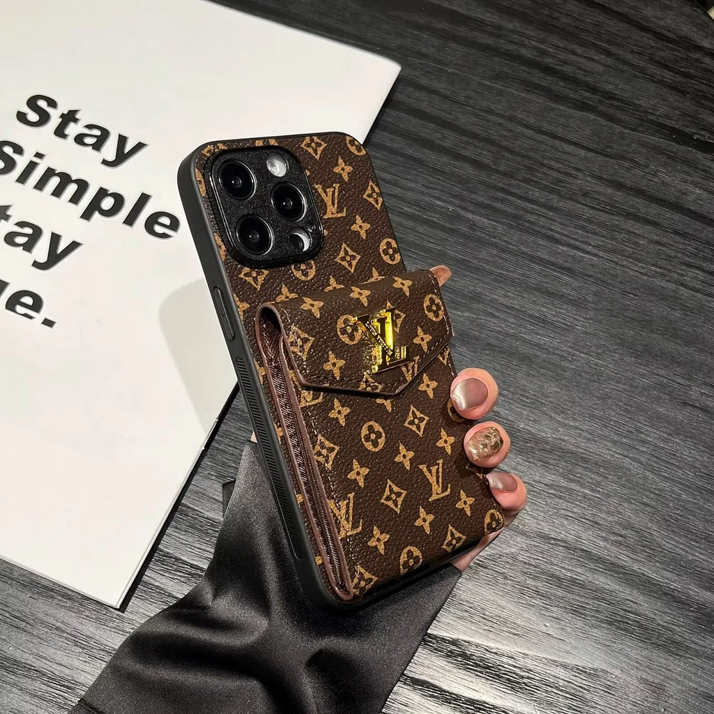 Louis Vuitton-inspired card holder canvas leather iPhone case