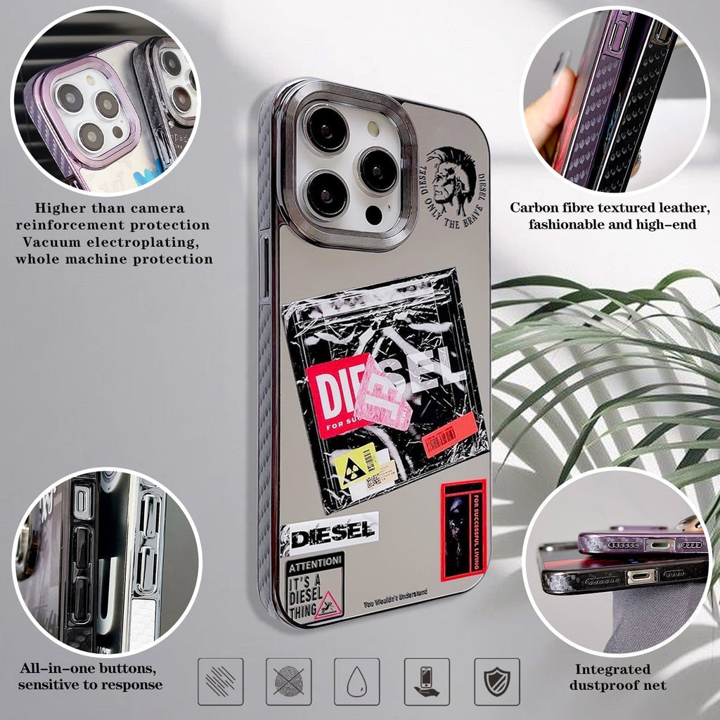 Diesel-inspired graphic label iPhone case