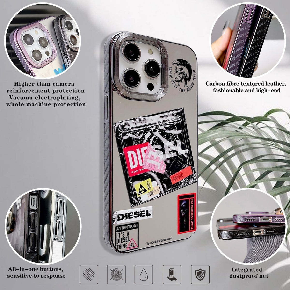 Diesel-inspired graphic label iPhone case