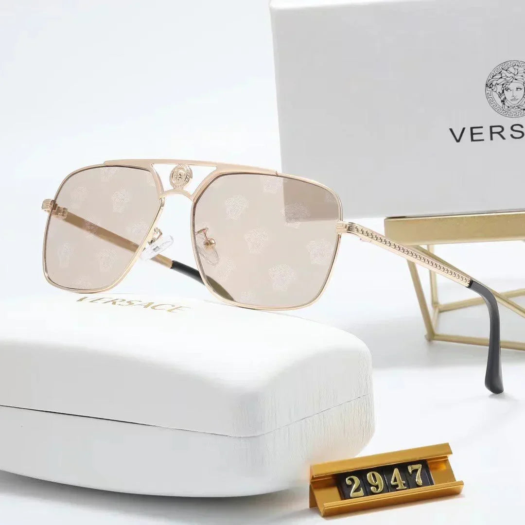 Versace-inspired square metal sunglasses