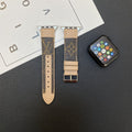 Apple Watch genuine leather strap stitching monogram leather, beige  big flower