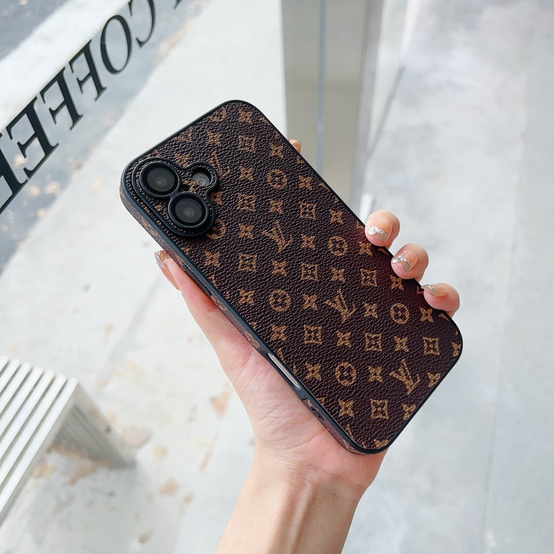 Louis Vuitton-inspired brown monogram cover for iPhone 16