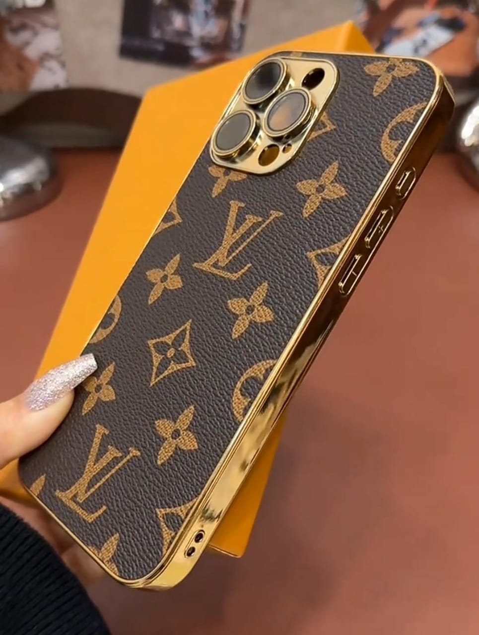 Louis Vuitton-inspired monogram leather cover for iPhone