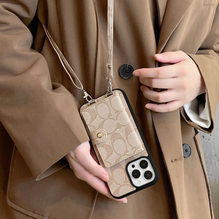 Coach-inspired leather iPhone case with card holder