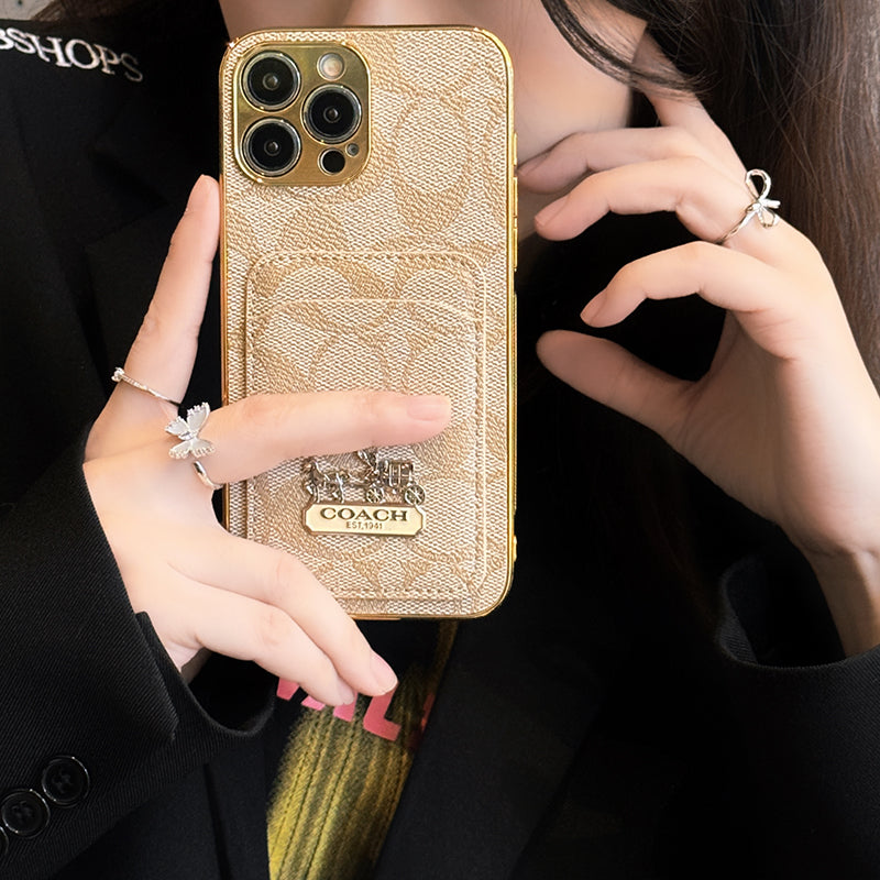 Coach-inspired card holder leather iPhone case