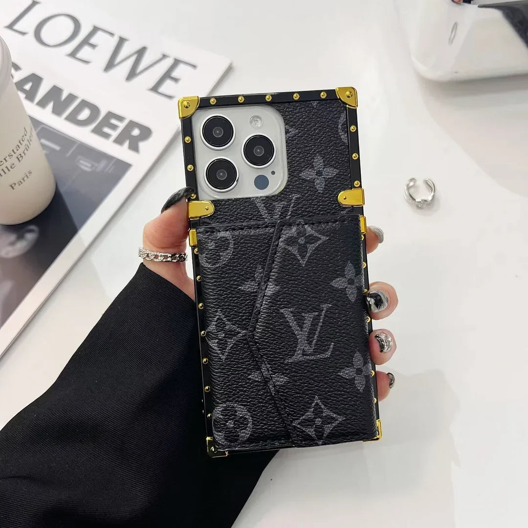 Louis Vuitton-inspired monogram iPhone case with card pocket